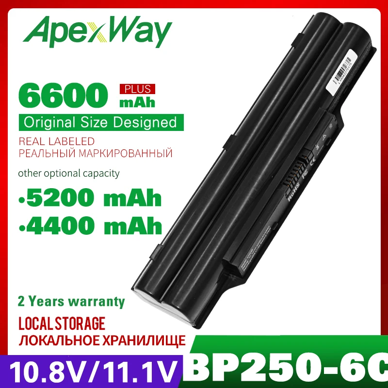 Аккумулятор Apexway для ноутбука Fujitsu LifeBook A530 AH531 A531 PH521 AH530 LH520 60fmvnbp186 FPCBP250 BP250