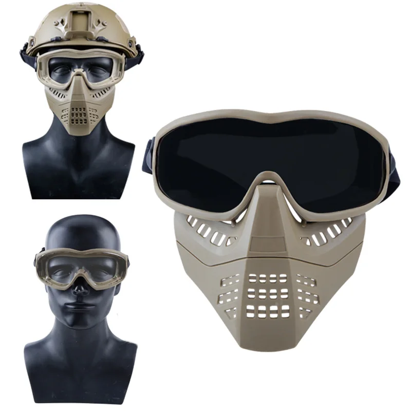 

Тактическая противотуманная Рабочая маска, Полнолицевая защитная маска для пейнтбола, страйкбола с очками, охоты, стрельбы, CS Ветрозащитная маска