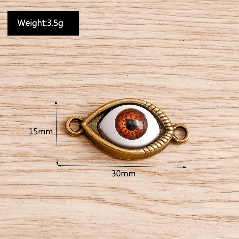 

5pcs 30*15mm Devil Eye Charms Connector Necklace Bracelets Making Bronze Silver Color Charms Handmade Crafts DIY for Jewelry