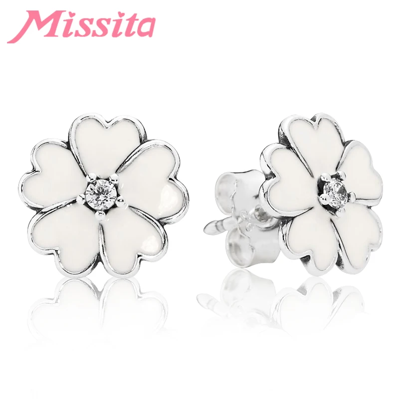Женские свадебные серьги гвоздики MISSITA Серебристые подарок на свадьбу