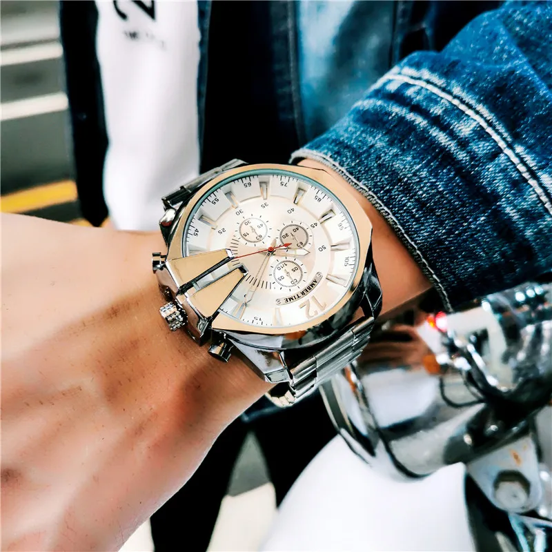 

Quartz Watch Blue Gold Lens Waterproof Calendar Automatic Men's Watch Pin Buckle Business Men's Watch montre homme