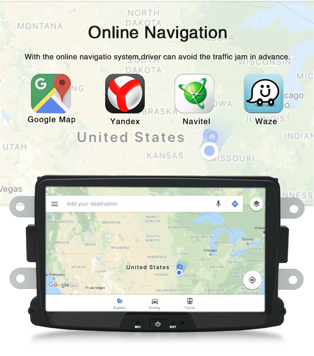 Автомагнитола для Renault Dacia Logan 2012 Duster 2010-2015 2 Din Android Bluetooth Автомобильный