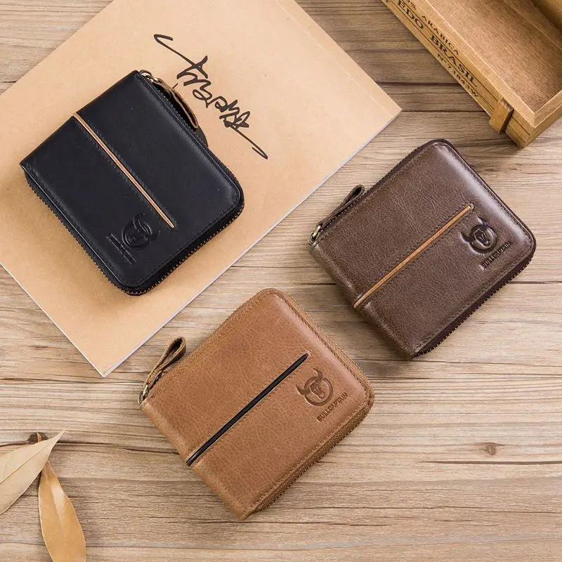 Мужские кошельки BULLCAPTAIN из натуральной кожи для отдыха визитницы на молнии