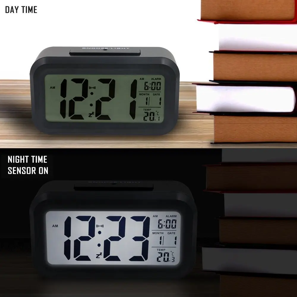 Цифровой светодиодный Будильник с большим экраном функцией повтора и питанием