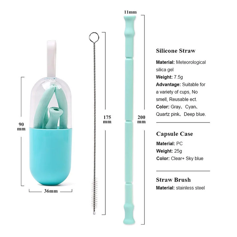 Складная Силиконовая трубочка многоразовые для питья соломенная солома с чехлом