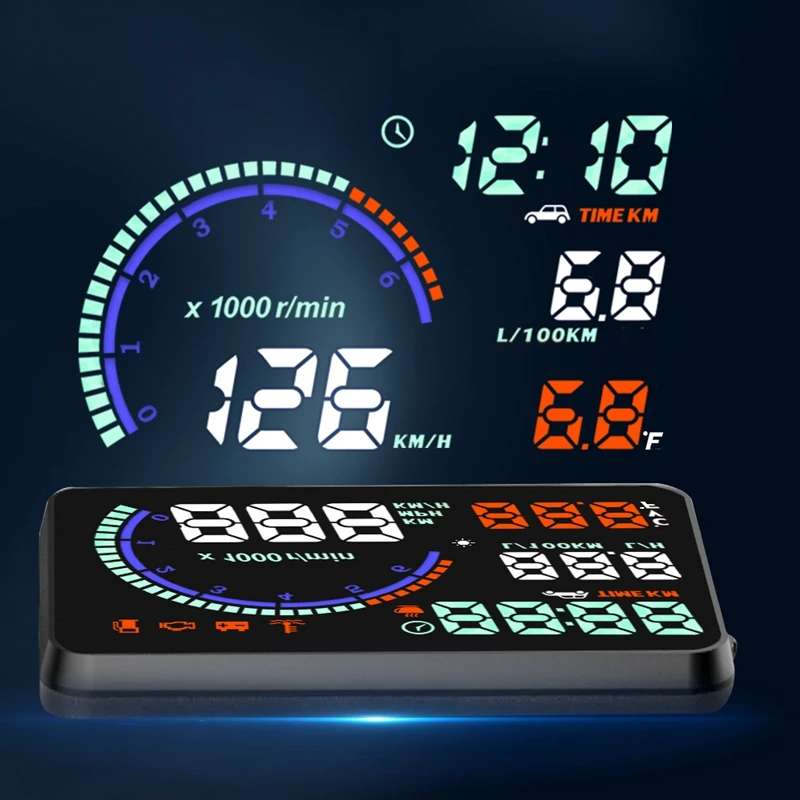 

HUD I9 Head Up Display Auto HUD OBD2 Car Speed Projector KMH MPH Speeeter Car Detector Oil Consumption Alarm