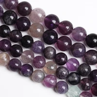 natural purple fluorite quartz beads colorful crystal round loose spacer beads for jewelry making diy bracelet 4 6 8 10 12mm 15
