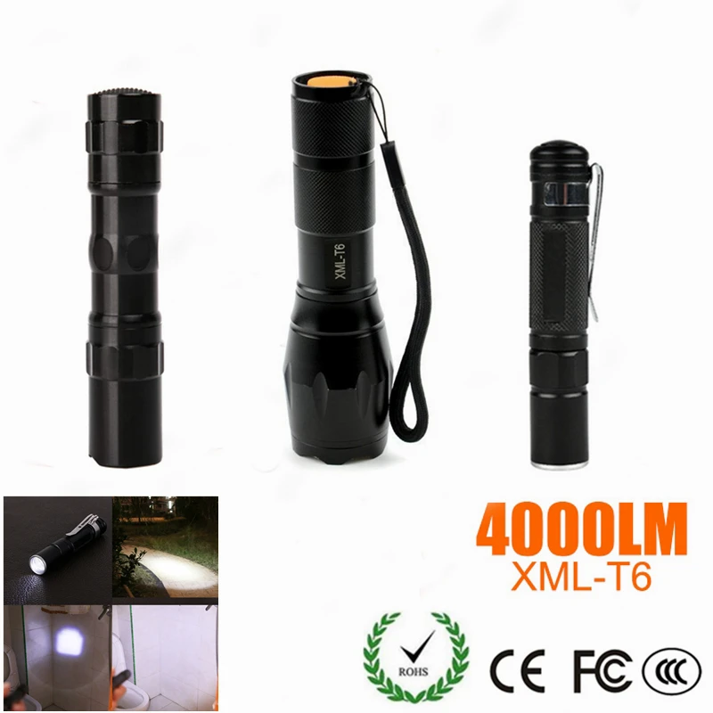 Светодиодный фонарик XML T6 Q5 миниатюрный тактический фонарь зуммируемый