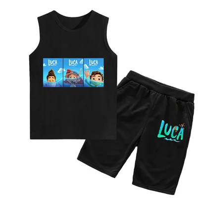 

3-16Y Kids Sleeveless T-shirt Tops+Shorts 2pcs Set Boys Luca Summer Vest Sets Toddler Boy Fashion Clothing Girls Tracksuit Suits