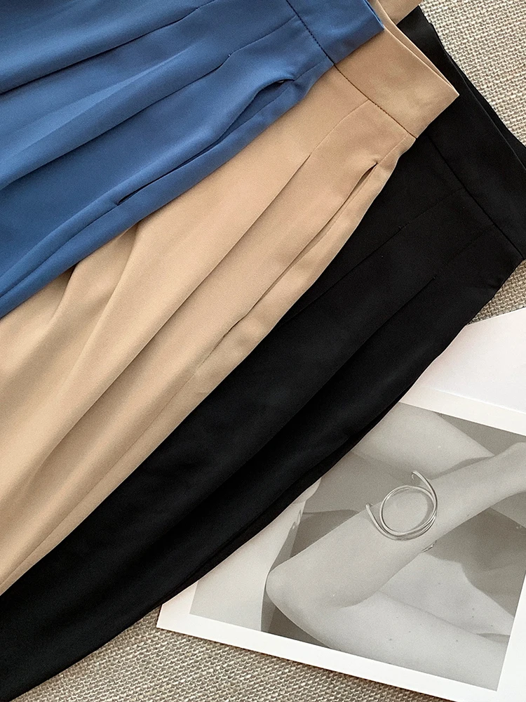 

Women Wide Leg Pants Casual Loose Suit Pants Full-length Straight Pants Female Elegant Office Lady Trouser Femme