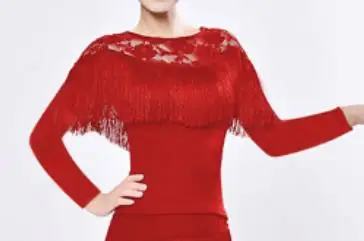 Шикарные Модные женские топы с длинным рукавом и кисточками пикантные красные