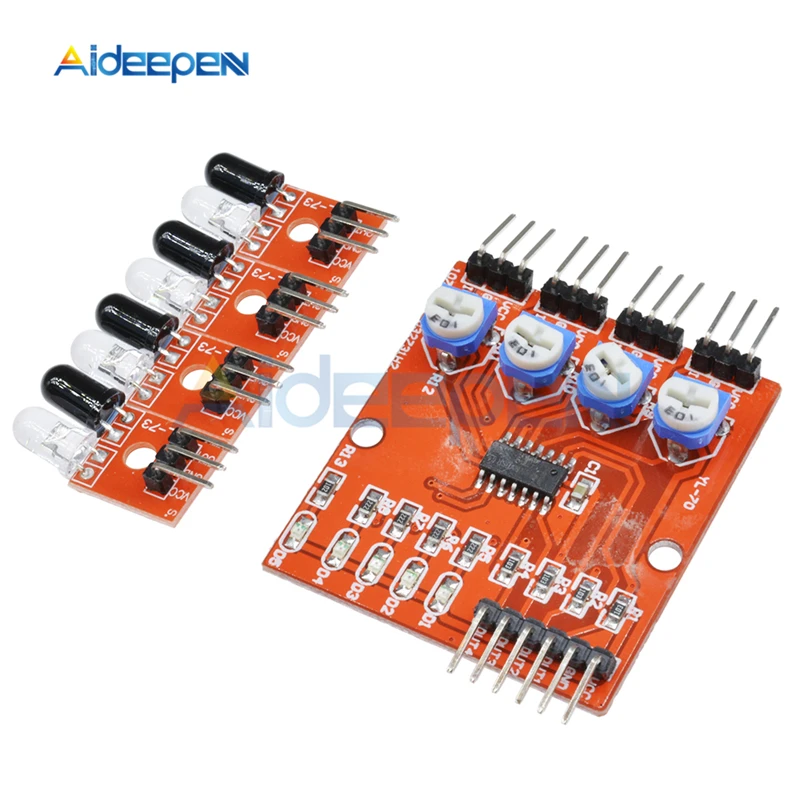 DC 3.3V-5V F233-01 4 Channel Four-Way Infrared Detector Tracking Obstacle Avoidance Sensor Module With Cable For Car Robot | Инструменты