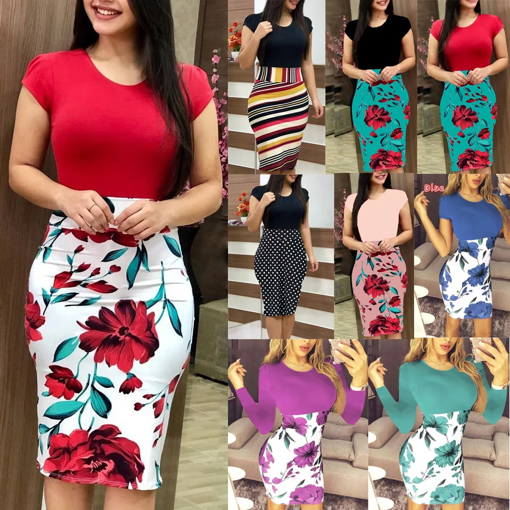 Женское офисное платье с запахом летнее большого размера 5XL коротким рукавом и
