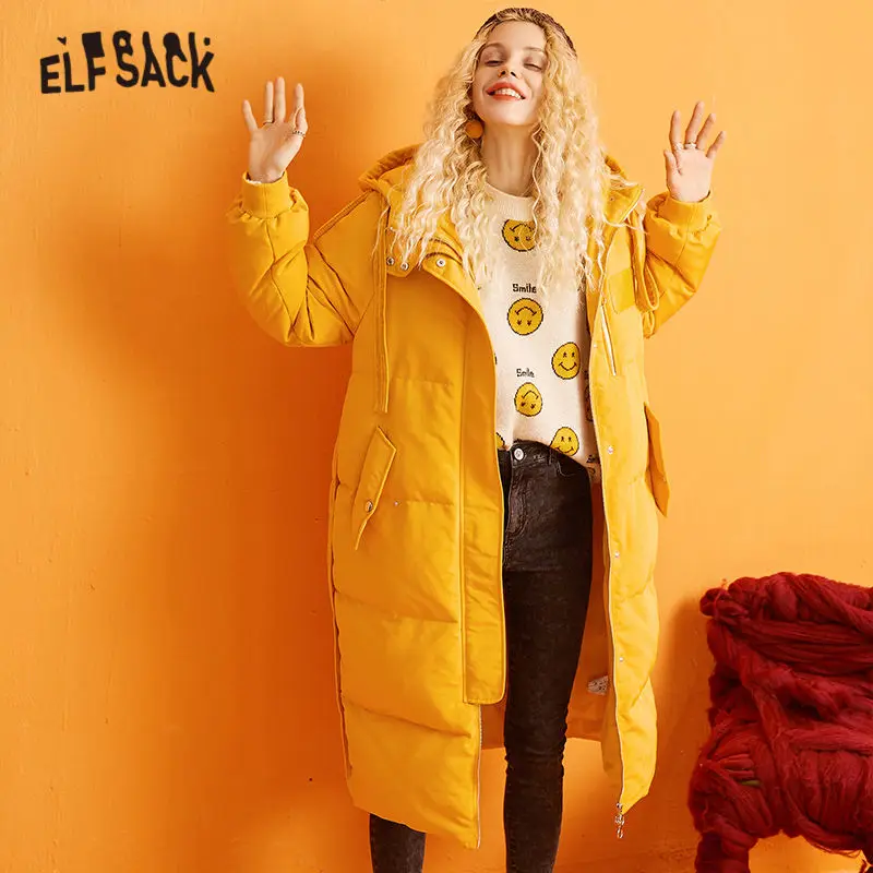 Женский кожаный пуховик с капюшоном ELFSACK розовый однотонный в стиле пэчворк