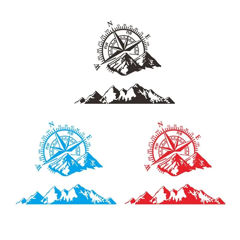 

Compass Mountain Print Vinyl Car Sticker Navigate Offroad Decal Outdoor Car Body Decal