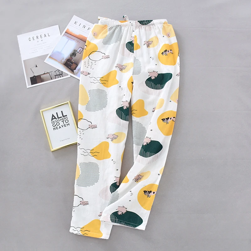 Женские летние брюки в горошек Хлопковая пижама двухслойные домашние пижамные