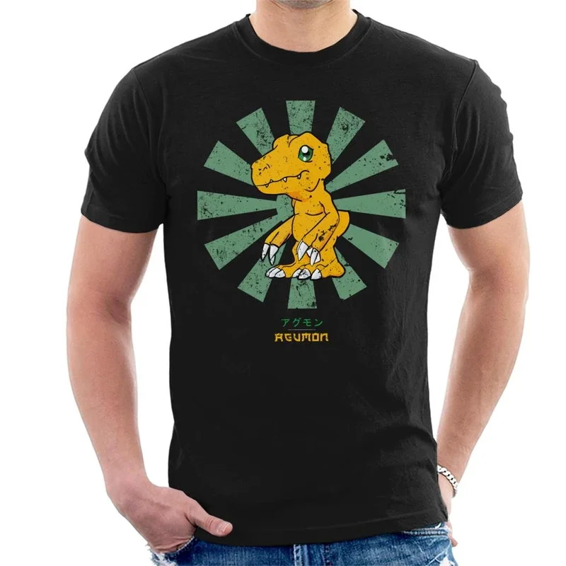 

New Printed Funny Agumon Retro Japanese Digimon Men's T-Shirt women's tshirt