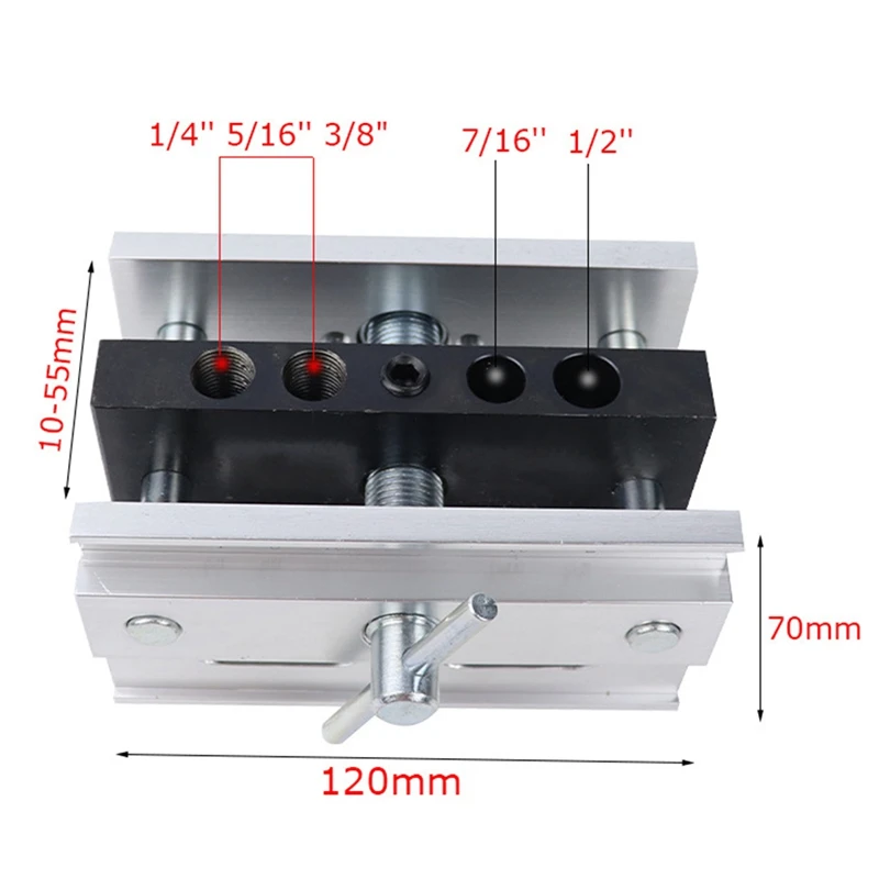

Straight Hole Locator Metric Woodworking Nail Clamp Tool with 6 Nail Clamp Bushes Wood Clamp Set Drill Clamp Set