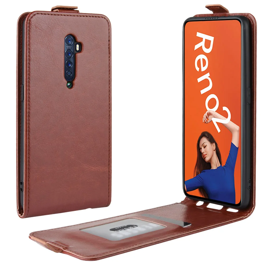 Ретро Вертикальный кожаный чехол книжка для OPPO Realme 5 Pro Рино 2 A9 2020 с крышкой