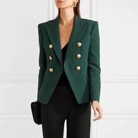 womens long sleeve double breasted blazer high quality designer metal button blazer
