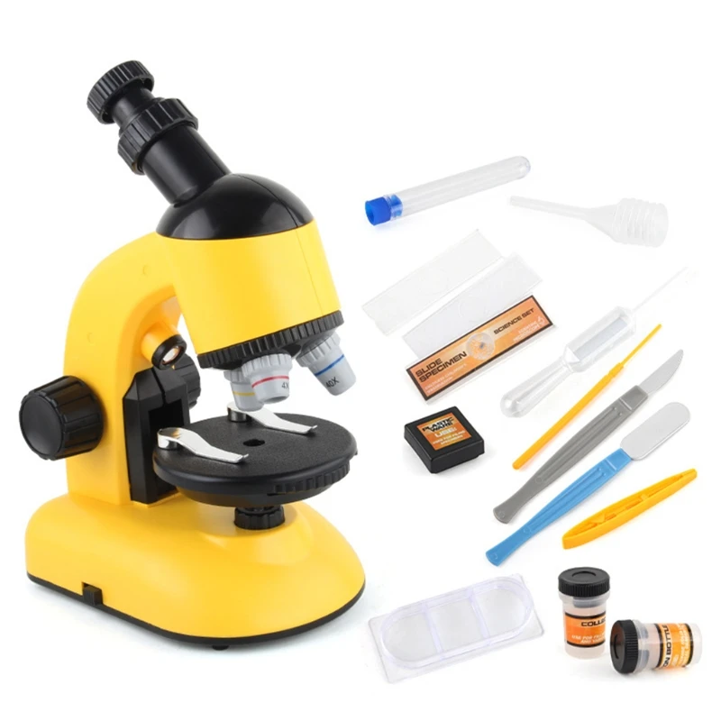 

Children Biological Microscope Kit LED 100X-400X-1200X Home School Science Toy X5XE