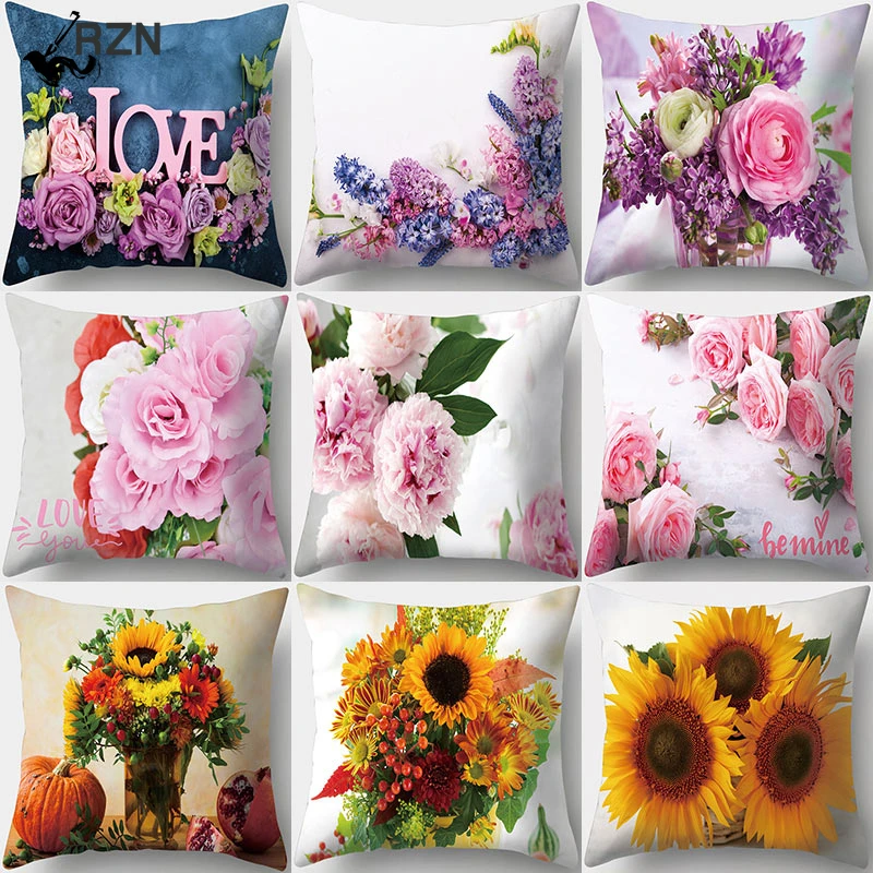 

RZN розовая роза цветочный узор декоративная фотография искусственная Подушка Диван декоративная наволочка