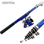 Мини Короткие телескопические удочки, дорожная удочка и катушка для ловли на скалах, комплект из катушки 1,5-3,0 м