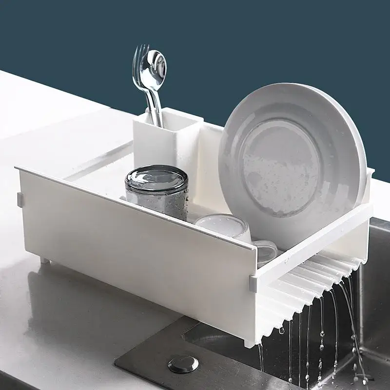 Kitchen Sink Drain Rack Plastic Dish Drainer Tray Sponge Cloth Soap Storage Box Holder Drying Worktop Organizer | Дом и сад