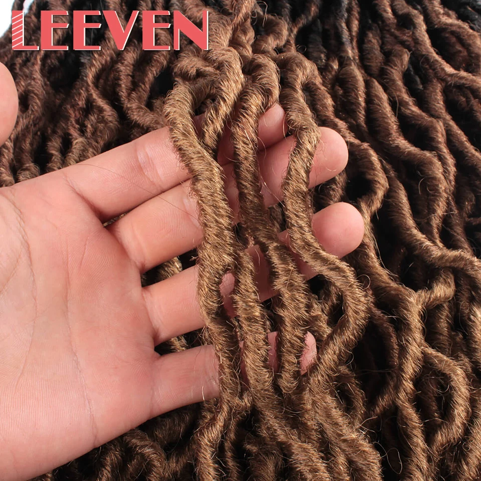 Leeven Nu Faux locs Curly вязаные волосы 20 дюймов синтетические плетеные волосы Омбре крючком косички крючком волосы богини волос