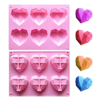 3d small diamond heart love shaped silicone mold tray for hot chocolate bomb candle soap cake baking molds