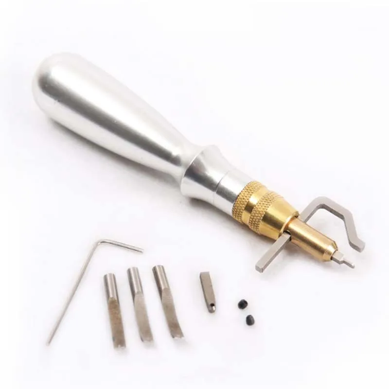 

Multifunctional Aluminum Handle Grooving Device Leather Tool For Processing the Edges of the Skin Leather Craft Stitching Fold