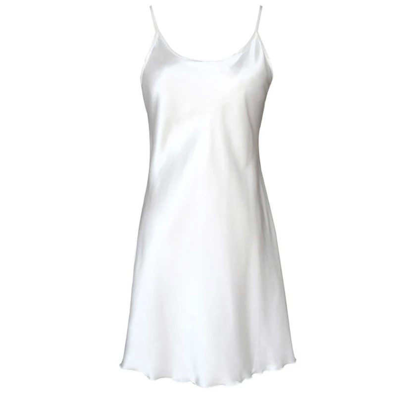 

2018 Women's Satin Nightdress Sexy Lotus Hem Sling Dress Chemise Mini Nightgown