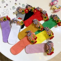 2021 spring autumn children socks knitting flower girls tube socks breathable and comfortable cotton kids socks for children