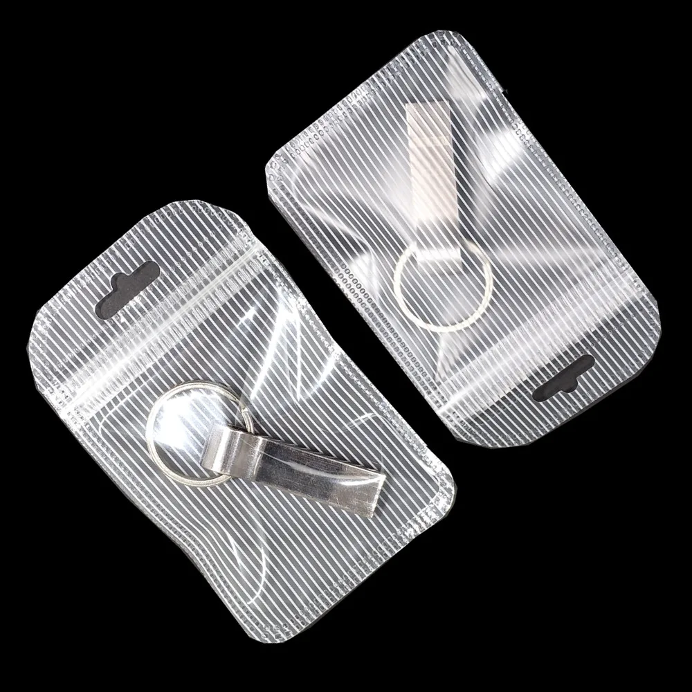 

100Pcs/lot White Stripes Round Angle Plastic Zip Lock with Hang Hole Package Bags Zipper Resealable Daily Supplies Gift Pouches