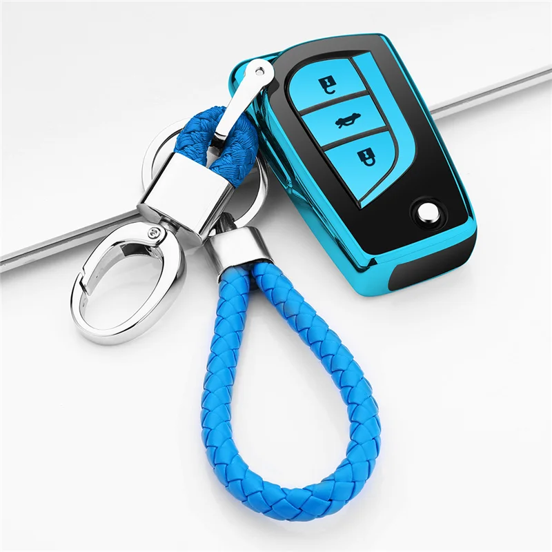 D-Blue-keychain Мягкий чехол для ключей из ТПУ для Toyota Auris Corolla Avensis, Verso Yaris Aygo Scion TC I'm чехол для ПК автомобиля - Название цвета: D-Blue-keychain