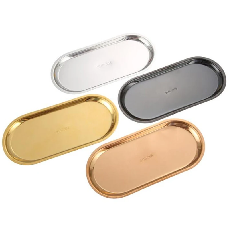 Поднос для хранения ювелирных изделий овальный из нержавеющей стали | Дом и сад