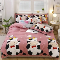 cute cow cartoon%c2%a0pattern bedding set 4 in 1 with 2 pillow shams1 bed sheet and 1 duvet coverking twin full queen size