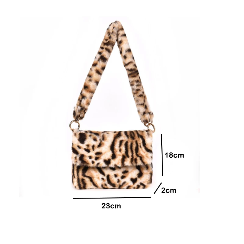 

Leopard Print Bag Winter Faux Fur Shoulder Bag Handbag Lady Leopard Handbag Female Party Small Girls Tote Bag Christmas Gift