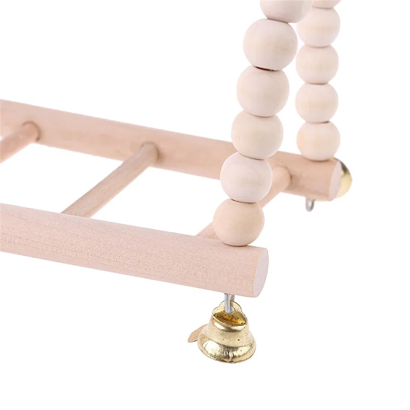 Птица Попугай качели игрушка натуральное дерево мост висит бусины &quotклетка&quot