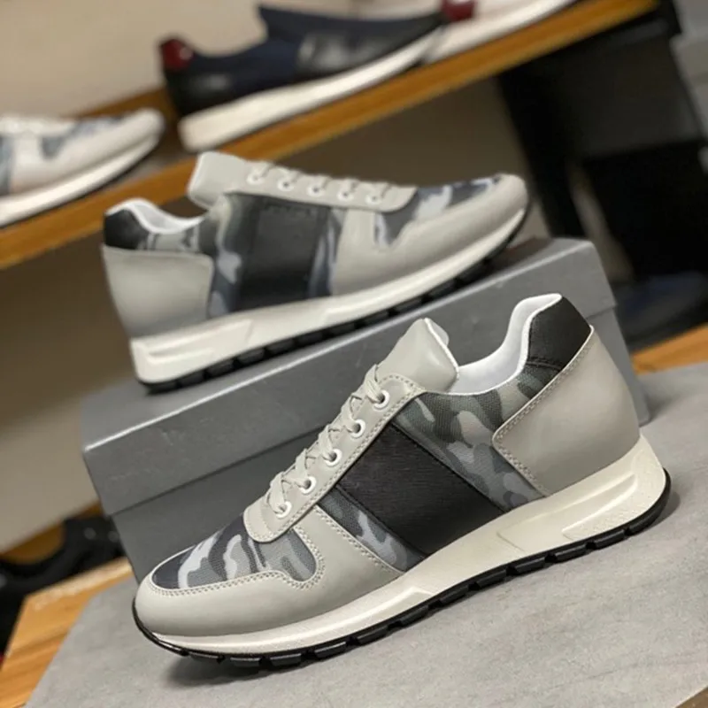 Кроссовки мужские из натуральной кожи камуфляжные дышащие на шнуровке | Спорт и