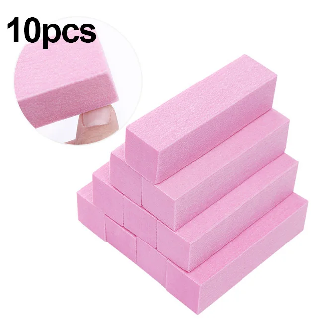 10pcs Pink 50/20/шт. Пилка для ногтей для УФ-гель-лака для маникюра, педикюра, шлифовального шлифования, белого и розового цвета, буферный блок для ногтей, инструмент для дизайна ногтей - Цвет: 10pcs Pink