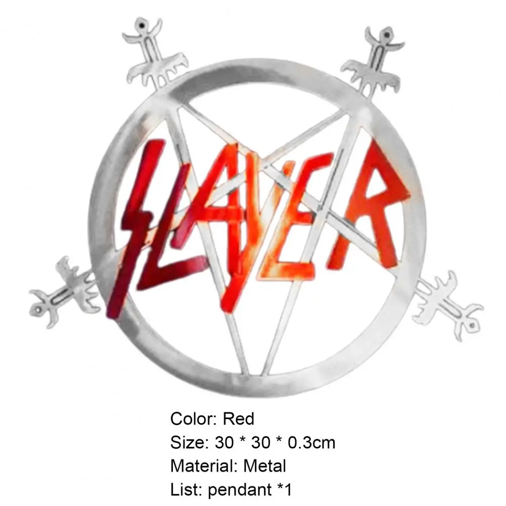 

Hanging Plaque Unique Shape Rust-proof Metal Rock and Roll Style Heavy Metal Art Band Sign Wall Pendant for Home