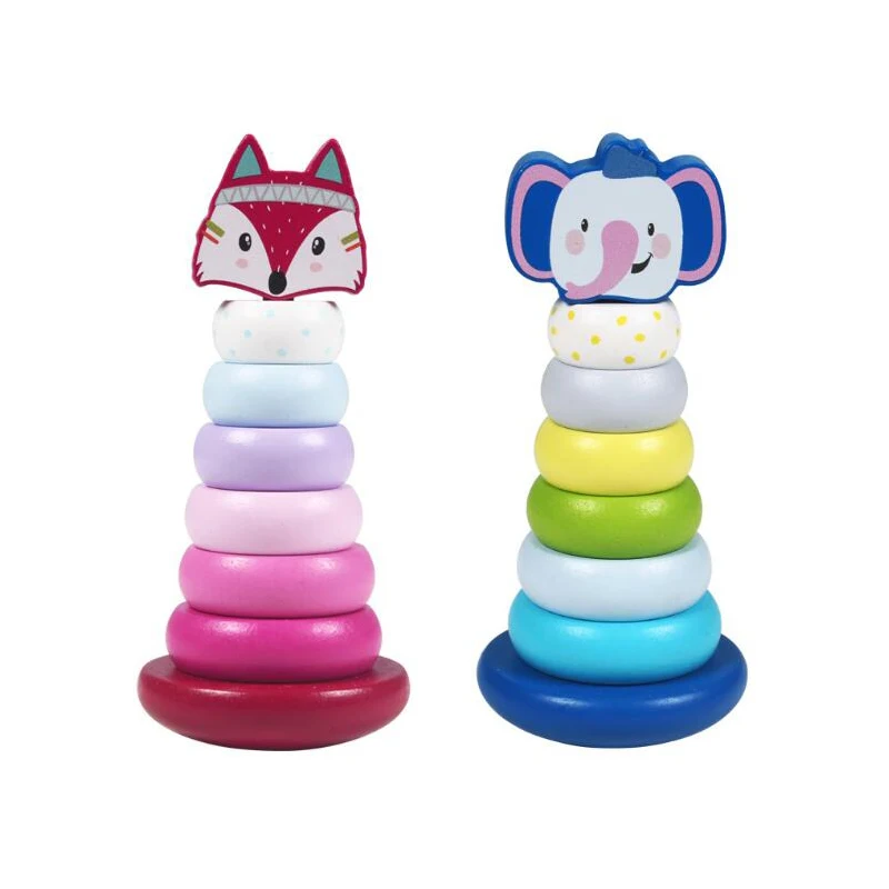 Кольцо с радугой в виде животных складные блоки башней детские игрушки