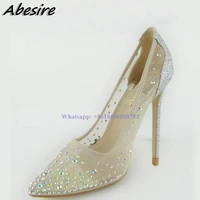 new shallow crystal pumps stilettos solid apricot transparent pumps high heels women spring shoes fashion party sexy big size