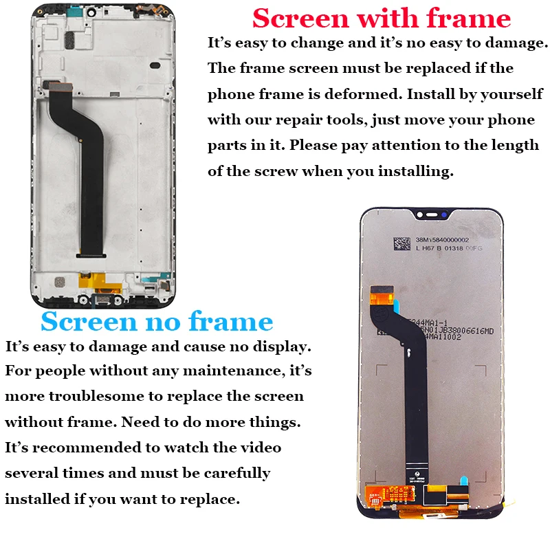 5.84 inch For Xiaomi Mi A2 Lite LCD Display Touch Screen Digitizer Sensor Glass Assembly Redmi 6 Pro | Мобильные телефоны и