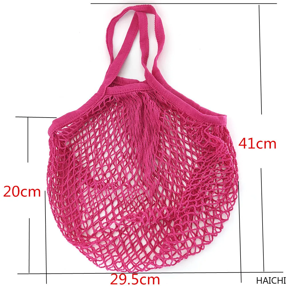 

Portable Reusable Grocery Bags Fruit Vegetable Bag Washable Cotton Mesh String Organic Organizer Handbag Long Handle Net Tote