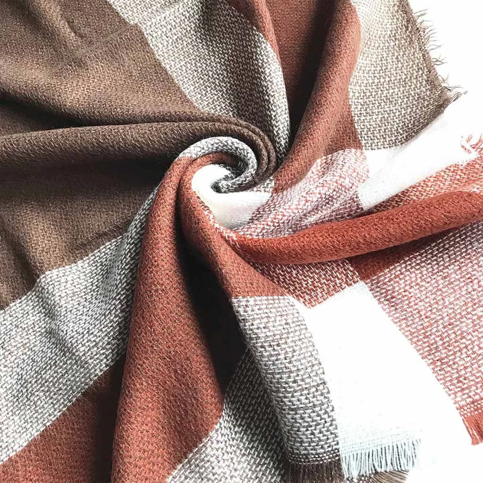 

Plaid Tassel Long Knit Scarves for Women Warm Winter Scarf Casual Colorful Double Sided Xmas Lattice Knitting Scarfs 140x140cm
