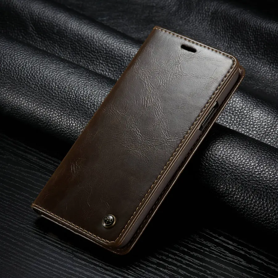 CaseMe, деловой чехол для iPhone 11 Pro, Роскошный кошелек, кожаный чехол для iPhone 11, 7, 8, 6 Plus, с магнитной застежкой, подставка, флип-чехол - Цвет: Brown
