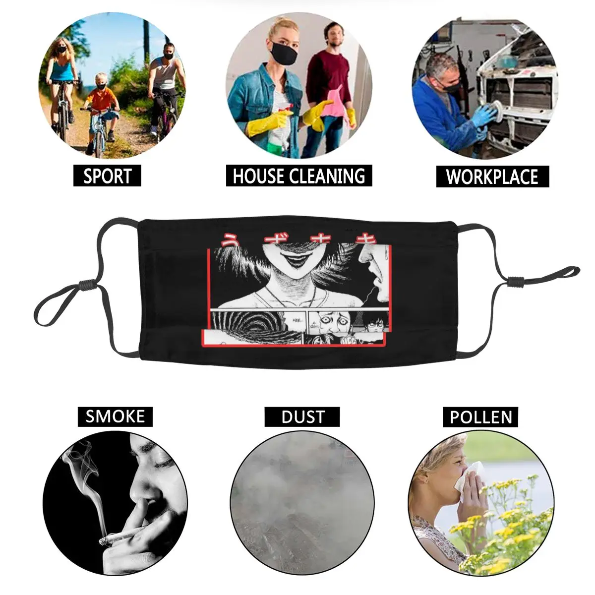 

Soft Junji Ito Collection Uzumaki 3D Print Mask Great Quality Anti Bacterial