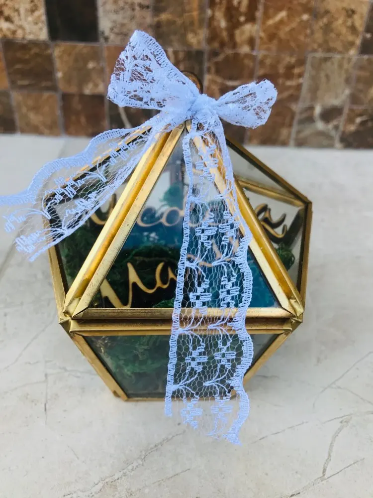 Обычай имя свадебное стекло кольцо коробка стеклянное Подушка стеклянная